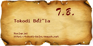 Tokodi Béla névjegykártya